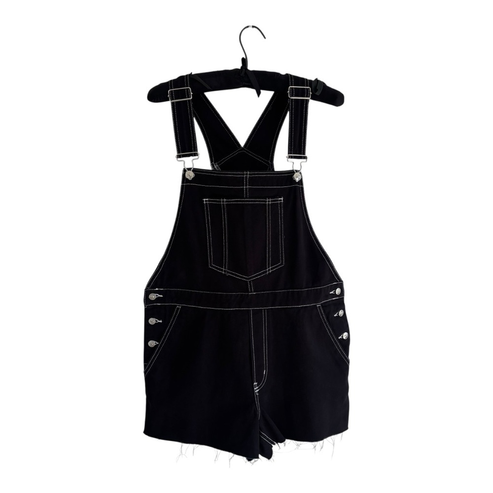 H&M Divided Black Denim Overalls Shorts